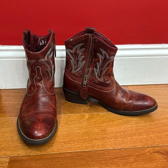 Ariat Billie Unbridled Red Leather Western Cowgirl Boots size 6.5 - Picture 1 of 12